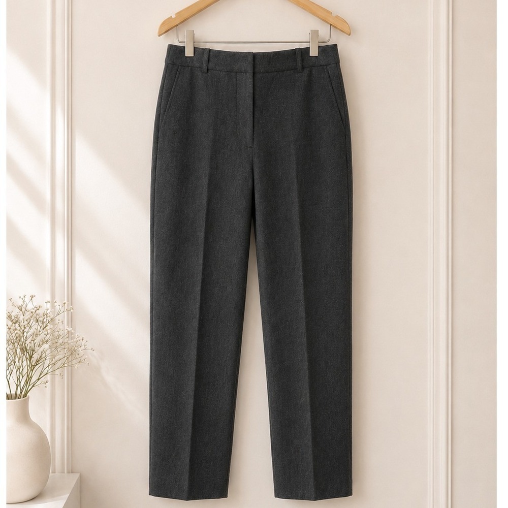 J Crew Women's Pants size 2 Trouser Gray 100% Wool Ankle City Fit fall work EUC